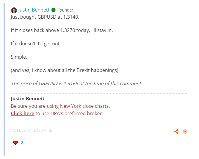 GBPUSD comment in the Daily Price Action member's area